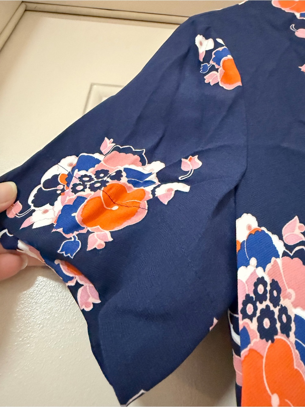 NWT Boden size 6 Navy Midi Dress with Orange and Pink Floral Print - Picture 5 of 9